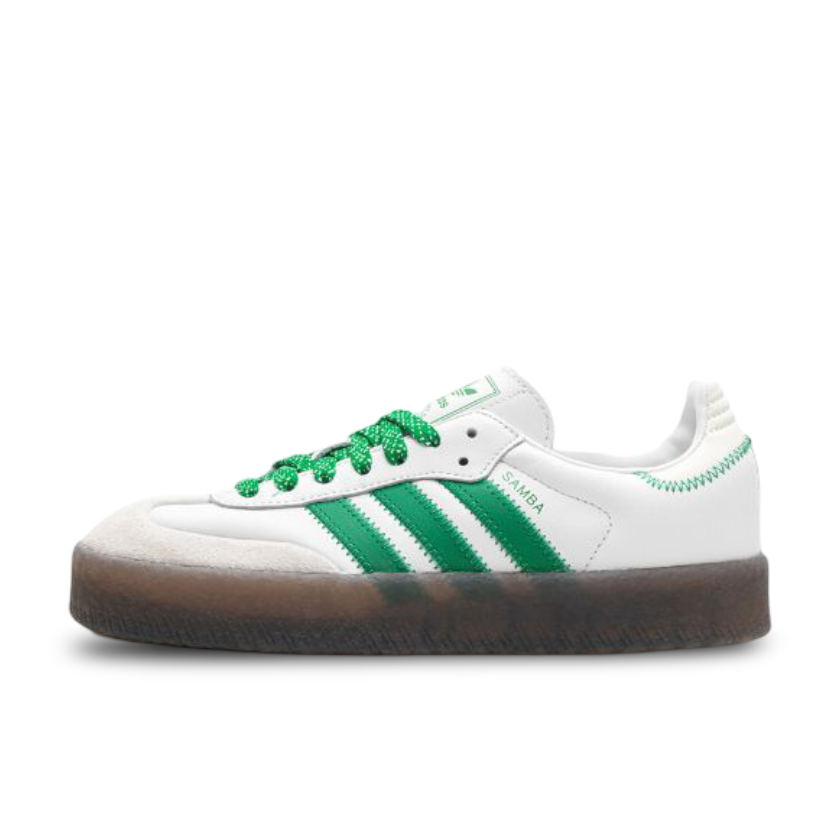 The adidas Originals Women's Green Sambae had Green shoelaces with white decorative dots.