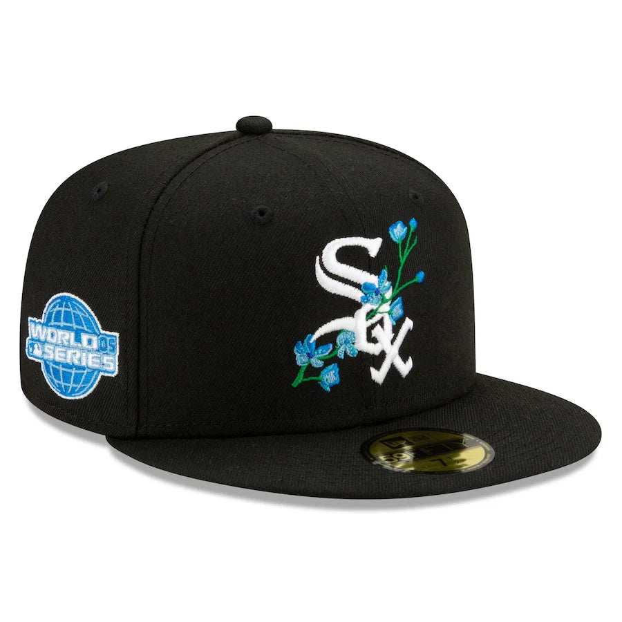 CHICAGO WHITE SOX 59FIFTY MLB SIDE BLOOM PATCH BLACK CAP