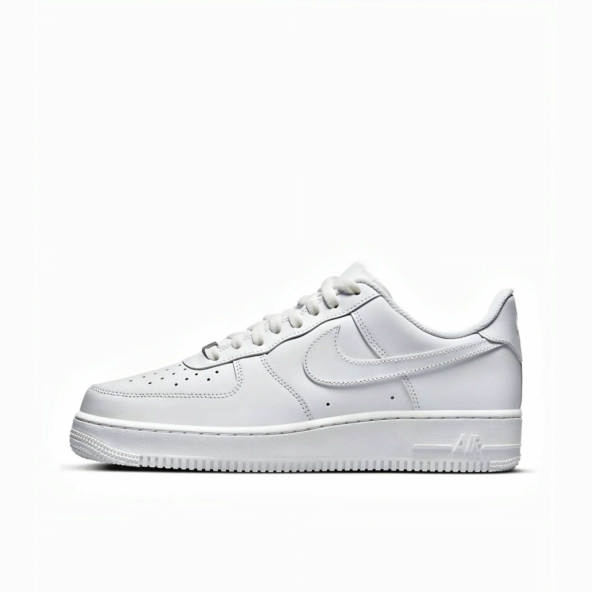 Air Force 1 Triple White Product Image left side view.