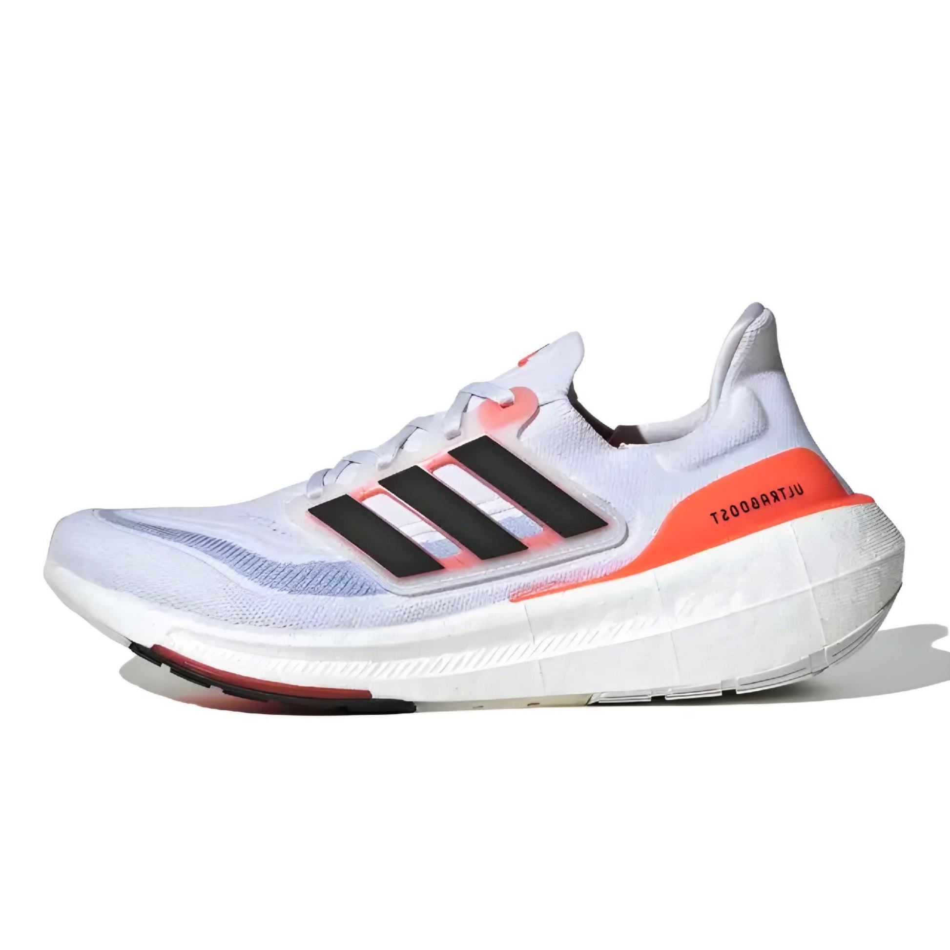 adidas Ultraboost 23 'Solar Red' White and Black stripes. This is an athletic shoe