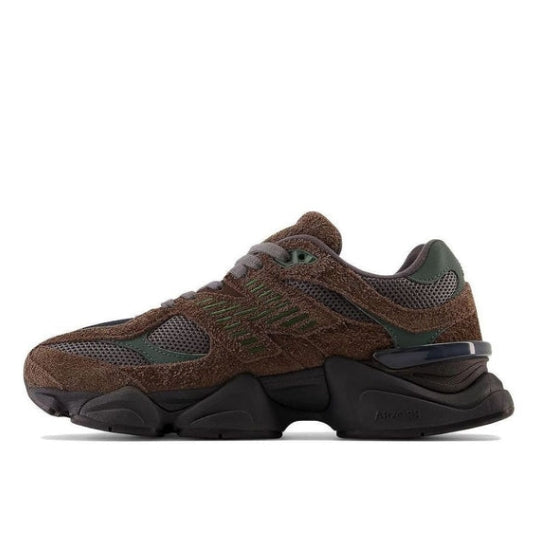 New Balance 9060 In brocoly beef brown color. It features a fluffy suede.