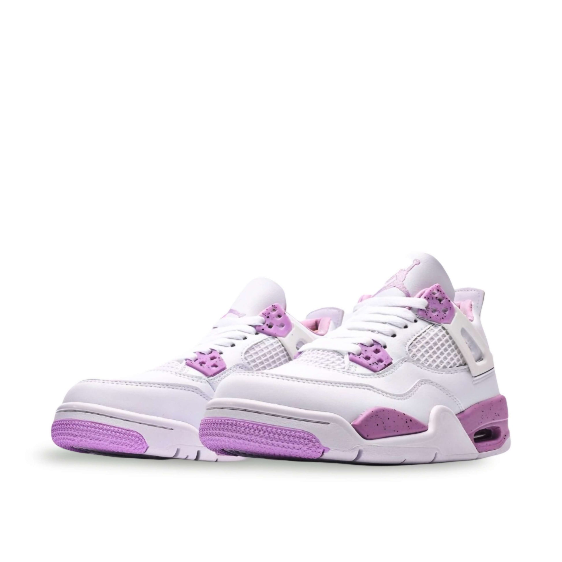 Nike Air Jordan 4 Retros in Pink Oreo color second image showing the toebox of two pairs.